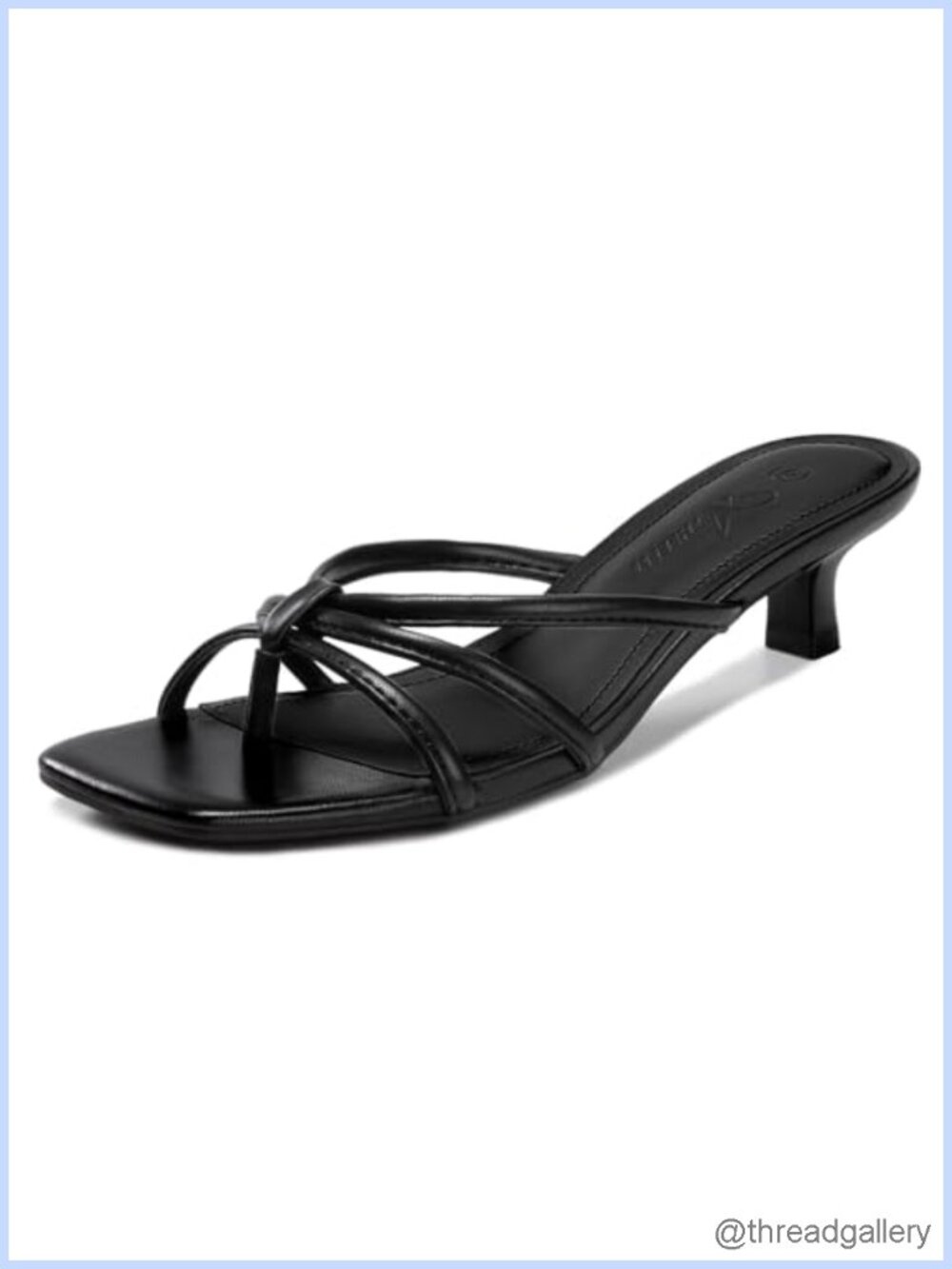 Women's Kitten Heel Thong Sandals Square Toe Slip-On Heels